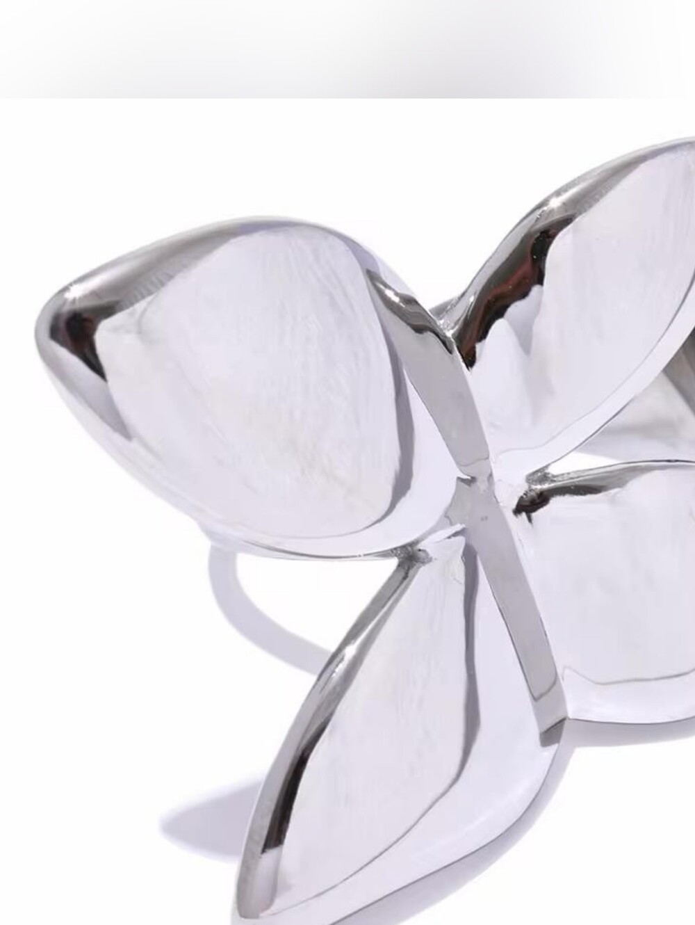 Flexible Silver Floral Petal Ring